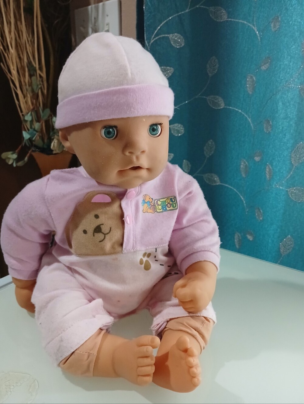 Pink Baby Doll Plush-Look Soft Body Doll with Hat
